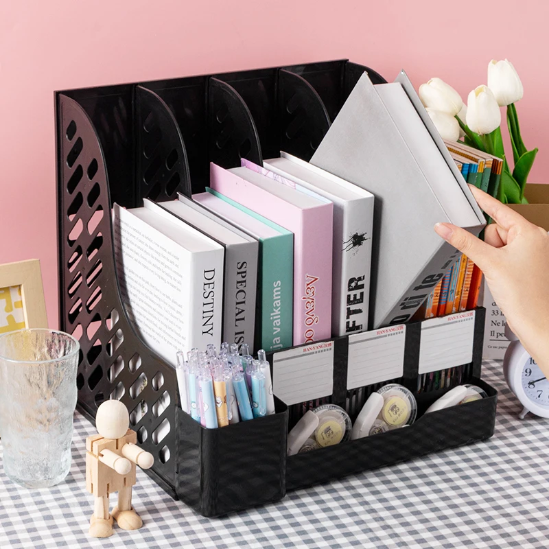 Shantou factory direct sales Plastic Magazine File Rack Multi Color File Holder magazine holder