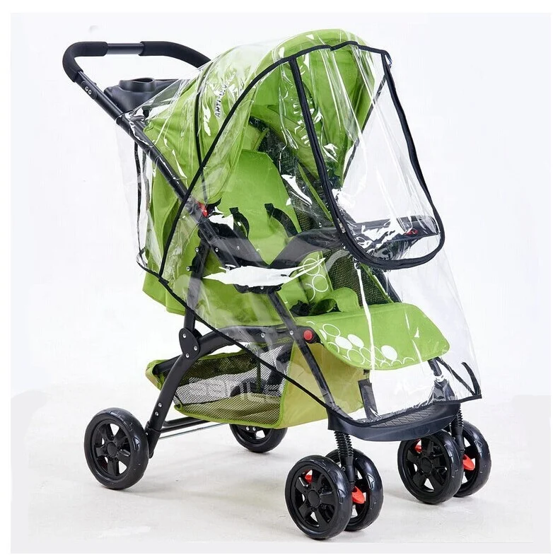 Universal Waterproof Plastic Pram Umbrella Windproof Weather Shield Cover Baby Stroller Rain Cover for Dust Snow