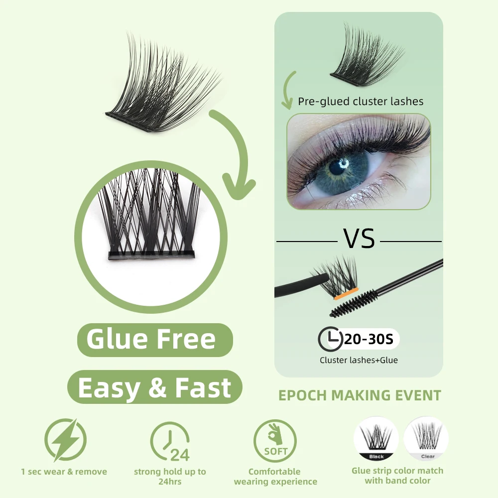 Pre Bond Technology Segment Lash Cluster DIY Lashes Press on Eyelashes No Glue Self Adhesive Lashes