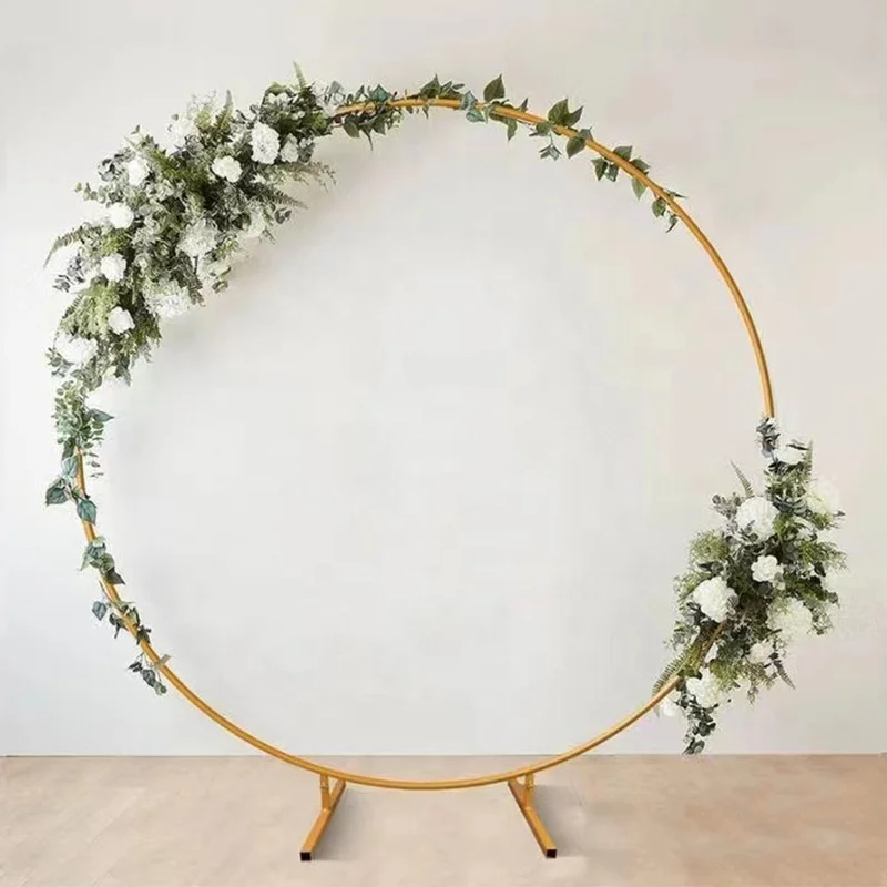 Iron Circular Balloon Arch Circular Background Frame Outdoor Wedding Decoration Supplies Gold Flower Arch Backdrop
