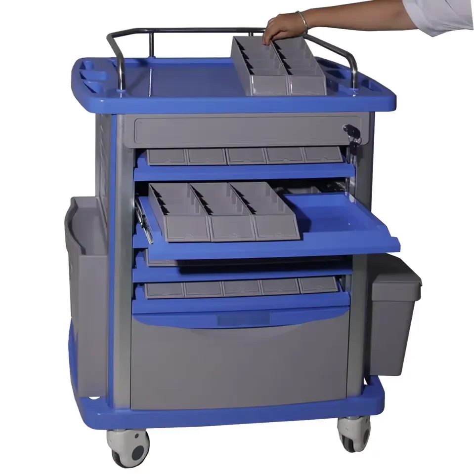 Medical Trolley Drug Cart ABS Drug Trolley ABS Medicine Cart Anesthesia Trolley for Hospital Furniture
