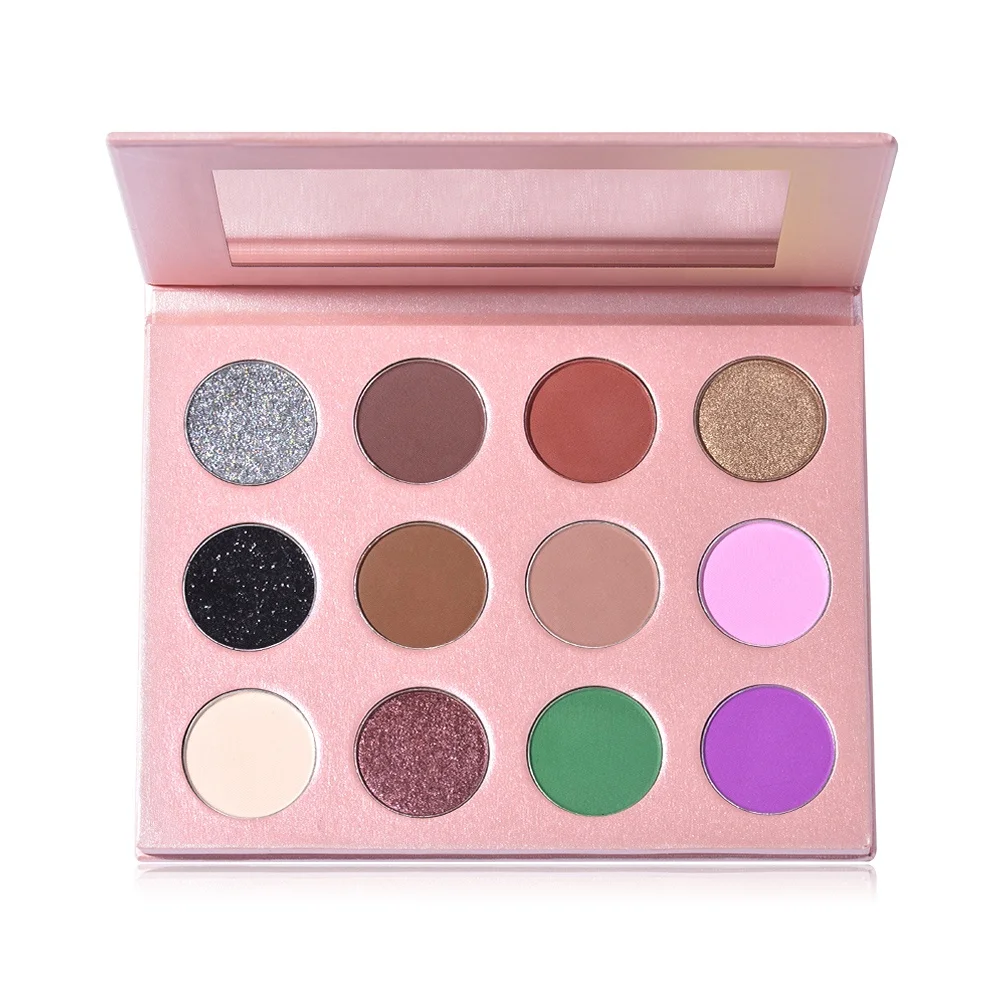 Pressed Glitter Eyes Pigment 12 Color Makeup Palletes Eyeshadow Palette Private Label