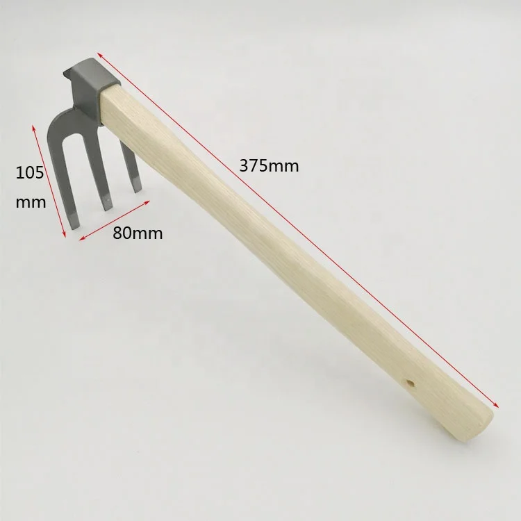 Высококачественные садовые детские инструменты с деревянной ручкой и тремя зубьями, Короткие небольшие грабли