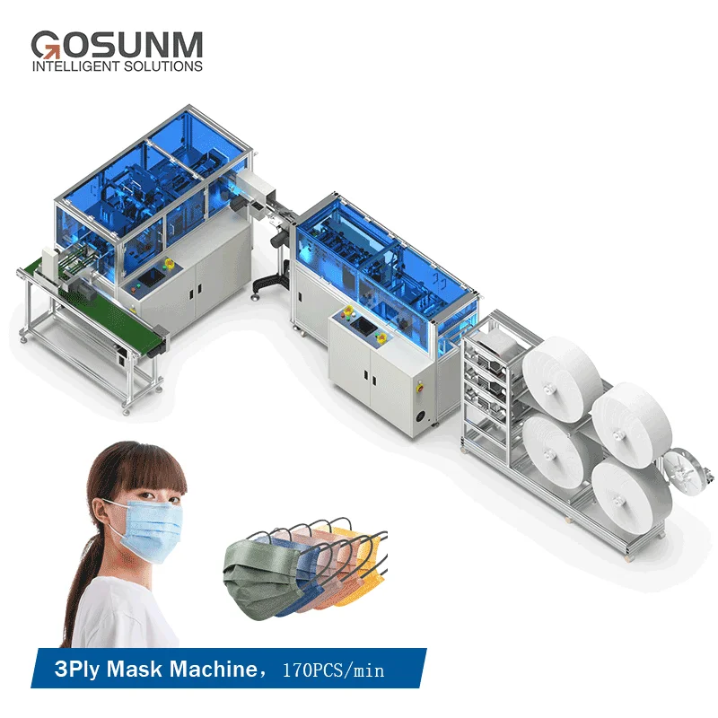 Manufacturer High Quality Mask Production Max Speed 170Pcs/Min 3Ply 2D Flat Mask Making Machine