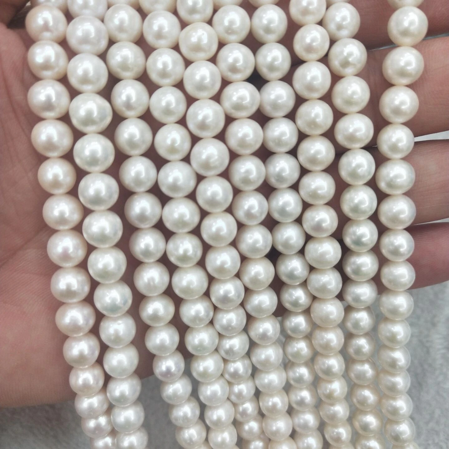 Fashion jewelry making Real Pearl Wholesale High Grade Round 4mm-12mm White Freshwater Loose Pearls Pearl beads