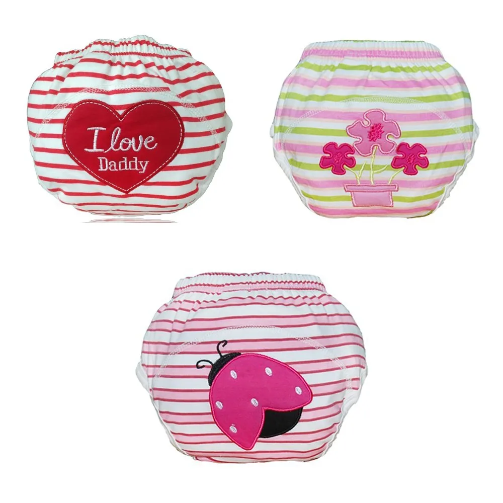 Cotton  Washable Baby  Training Diaper  Embroidered  Baby Potty Training Pants Underwear