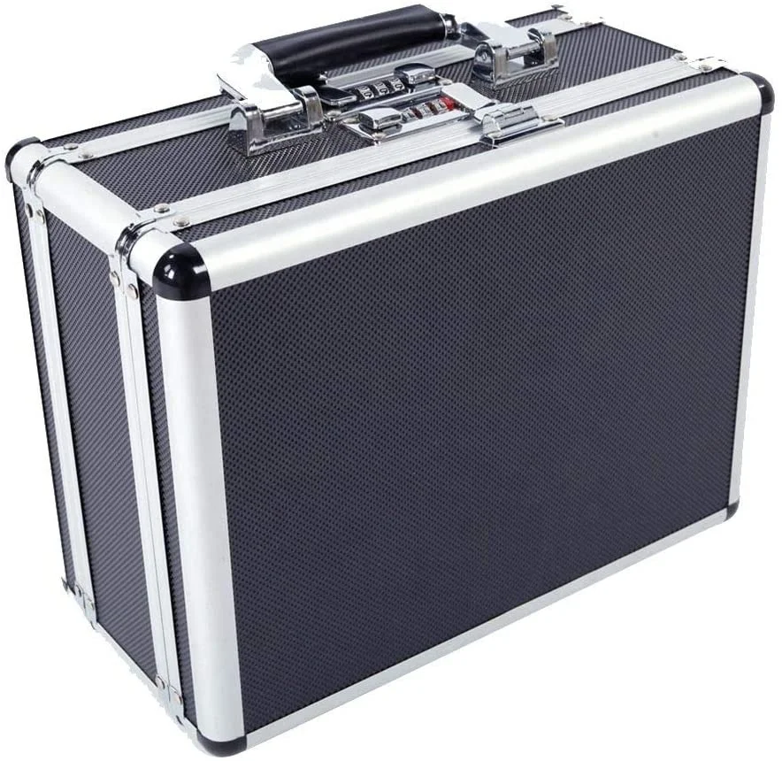 Portable Carrying Case Briefcase Aluminum Framed Locking Hard Storage Box Carry Case Portable Hand Password Toolbox