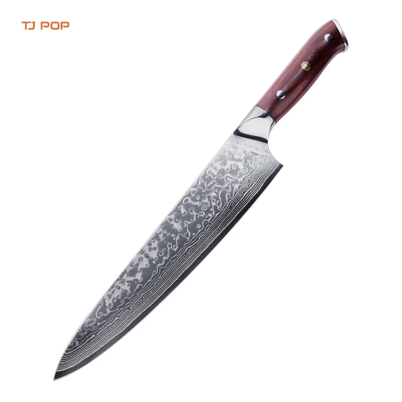 Wholesale Professional 9.5 Inch Damascus Gyuto Knife with Pakka Wood Handle Chef Knives