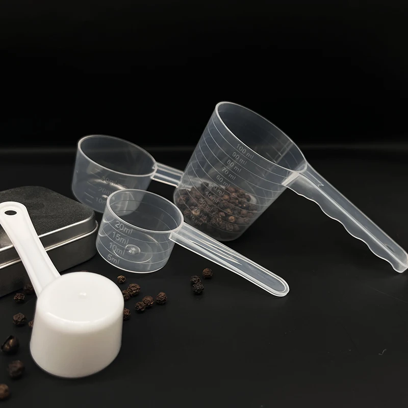 Plastic Measuring Large Spoons Scoops Cups for Powders Granules Pet Food Scoops Clear Flat bottom meauring spoon