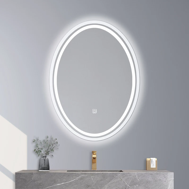 High-end Design Made in China High Quality Oval Hair Salon Mirrors Touch Switch Ring LED Light Smart Bathroom Mirror