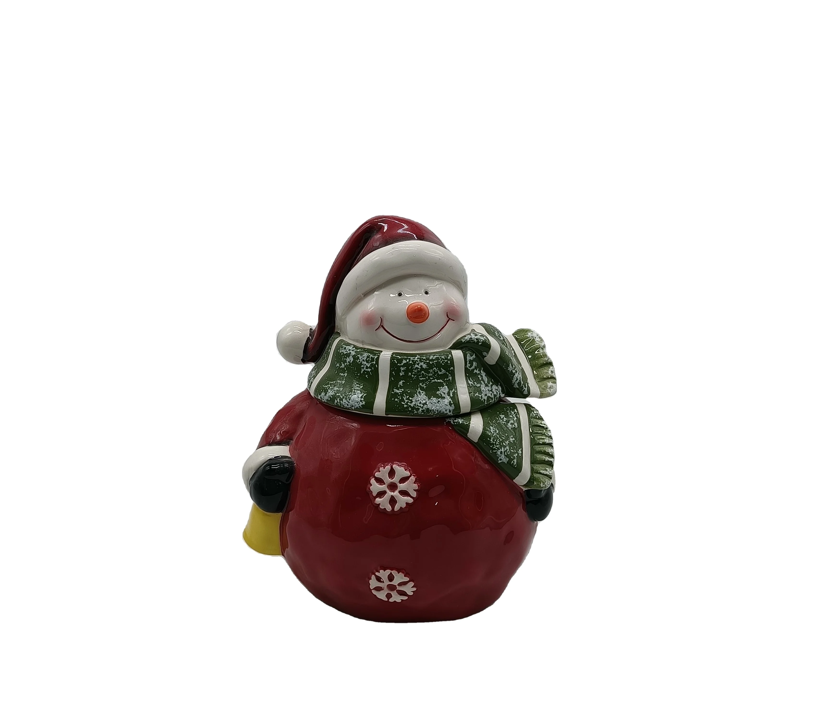 Christmas ornaments ceramic decor xmas decorations ceramic Christmas seasonal items snowman figure cookie jar with lid
