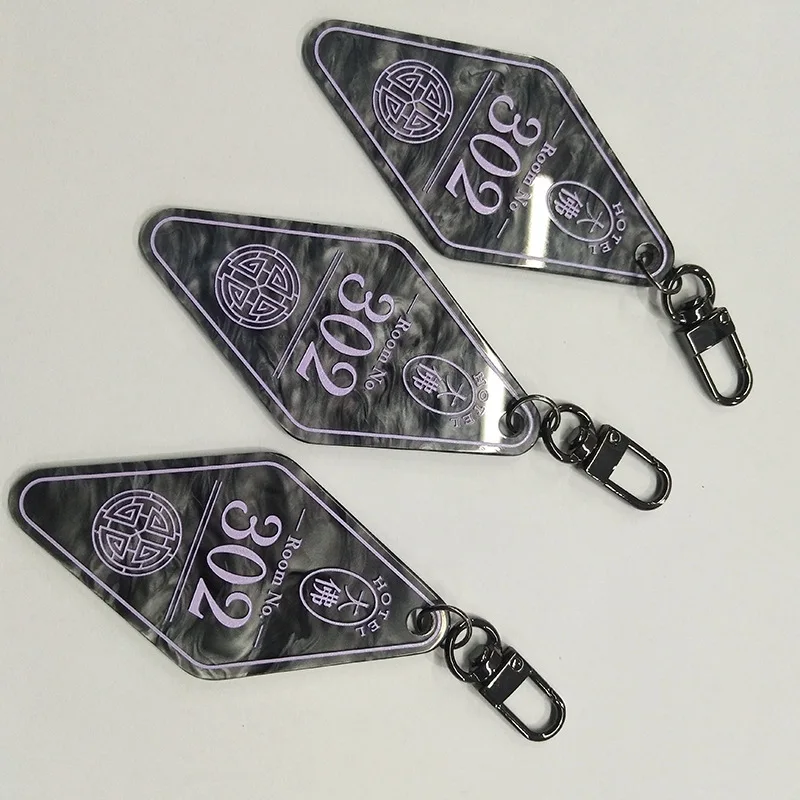 Custom logo Promotional Blank Retro Vintage Motel Keychain Custom Logo Popular Plastic Hotel Key Chain transparent charm