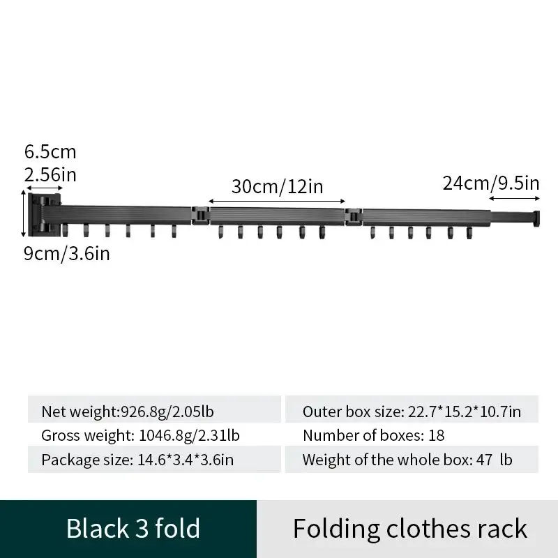Laundry Clothesline Retractable Cloth Hook Drying Rack Folding Wall Mounted Clothes Hanger Rack Space-saver Retractable Fold