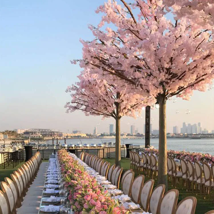 Fiberglass Artificial Flower Pink Cherry Tree Blossoms Plants For Outside Home Decoration