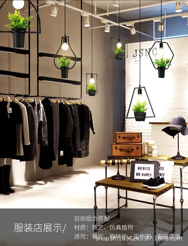 Indoor Decoration Hanging Artificial Glass Bulb Plant Pendant Lamp Ceiling Light for Cafe Restaurant