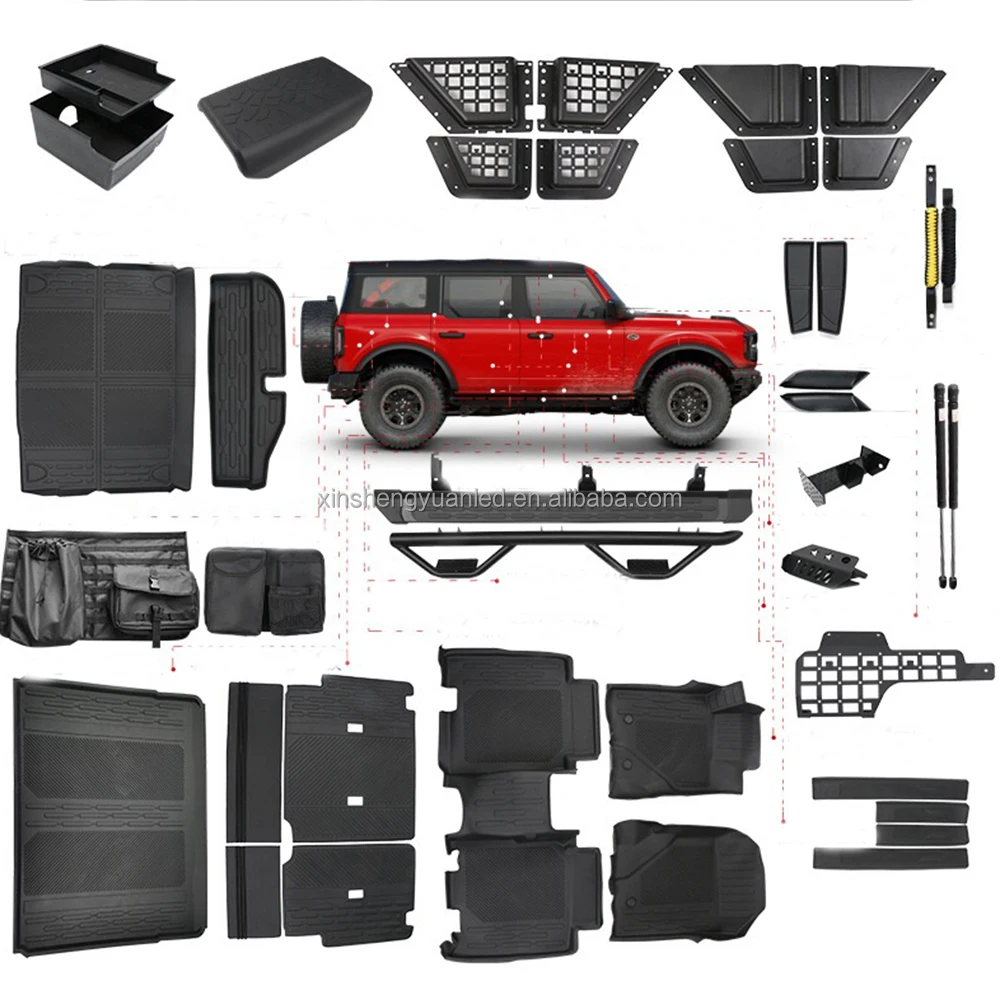 roof rack front and rear bumper for ford bronco accessories parts 2021-2023 headlights hood flag foot pedal bronco side step