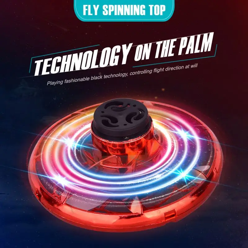 Juguetes Voladores LED Finger Fidget Drone Hand Control Spinning Top Mini Rotate Dron Tricked-out Gyro UFO Spinner Flying Toy