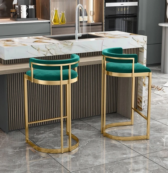 Nordic light luxury high stool bar chair modern minimalist backrest cafe bar chair household island table high chair