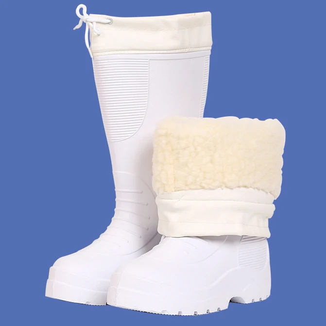 Rain boots men EVA lightweight cotton anti-slip EVA Foam boots waterproof white long rain snow boots man woman