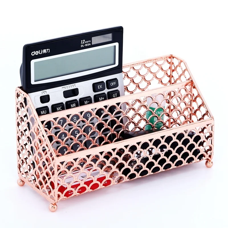 Desk Mail Organizer Small File Holders Rose Gloden Letter Metal Mesh A4 A5 Document for
