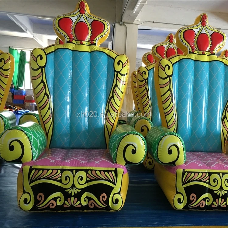 Custom inflatable throne chair Funny party event furniture air sealed durable king chair for birthday party