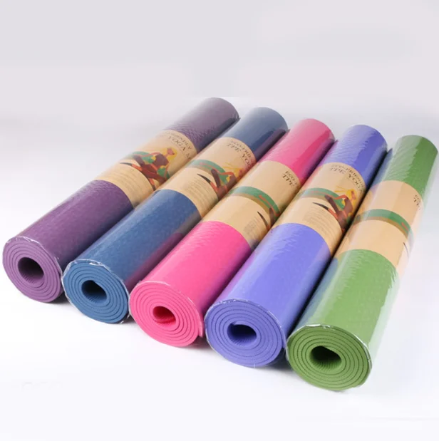 Dropshipping Eco-Friendly 6mm NBR Yoga Mat Double Layer Anti-Slip Gym Sport Mat with Custom Logo UV Print PU TPE Material