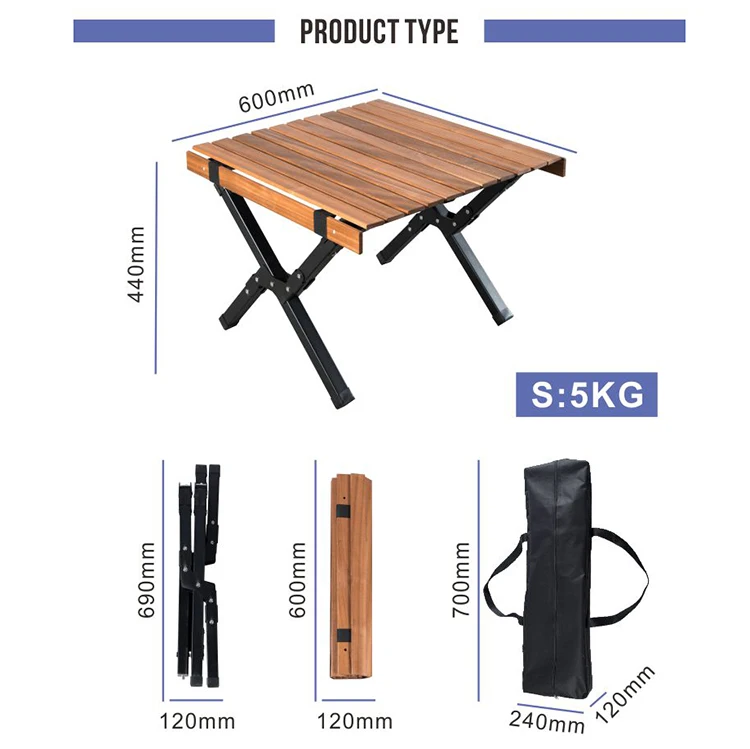 Folding Outdoor Wood Tables Foldable Pear Customized Aluminum Materials Color Durable Reusable Easy Assemble  Picnic Table