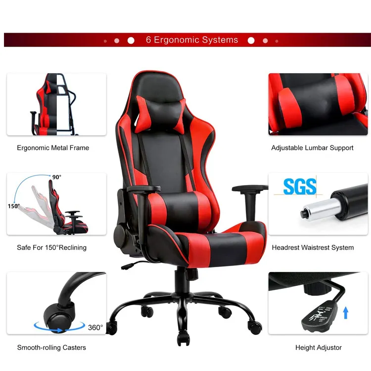 Heavy Duty Swivel  Ergonomic Design with Cushion and Reclining Back Support gaming  chair
