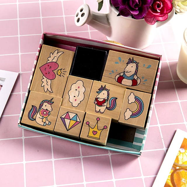 Retro wooden heart seal decoration DIY Wooden stamps