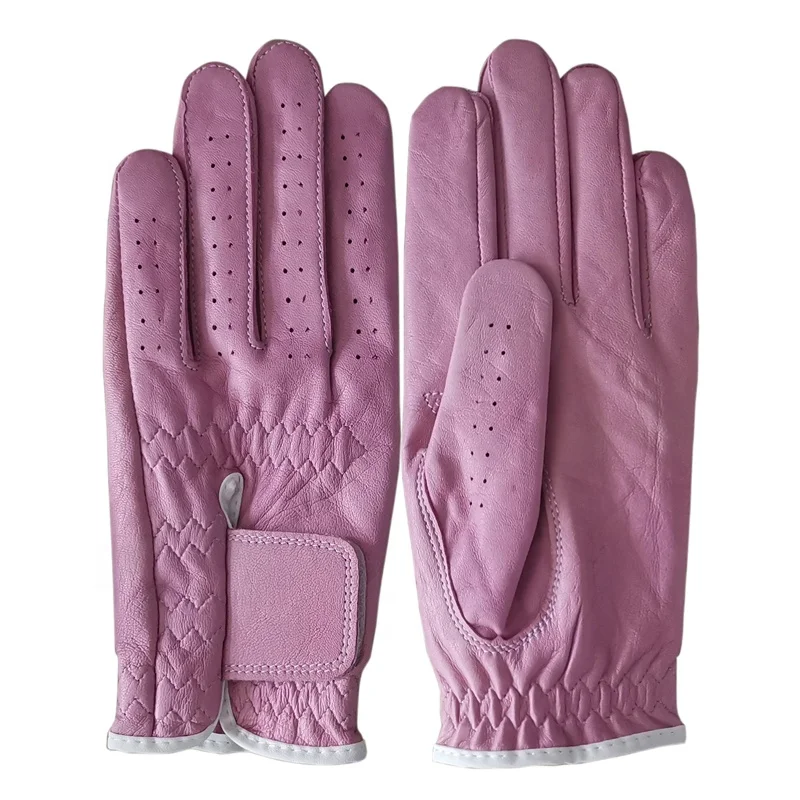 2024 Soft Full Light Yellow Indonesia PU Leather Golf Glove Custom Logo High Quality OEM