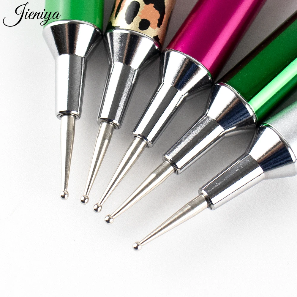 Jieniya High Quality Double End Nail Painting colorful handle kolinsky French brushes Nail Art Dotting Tool