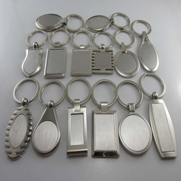 Wholesale Various Shapes Blank Metal Tag Keychain Laser Engrave Stainless Steel Keyring with Custom Logo
