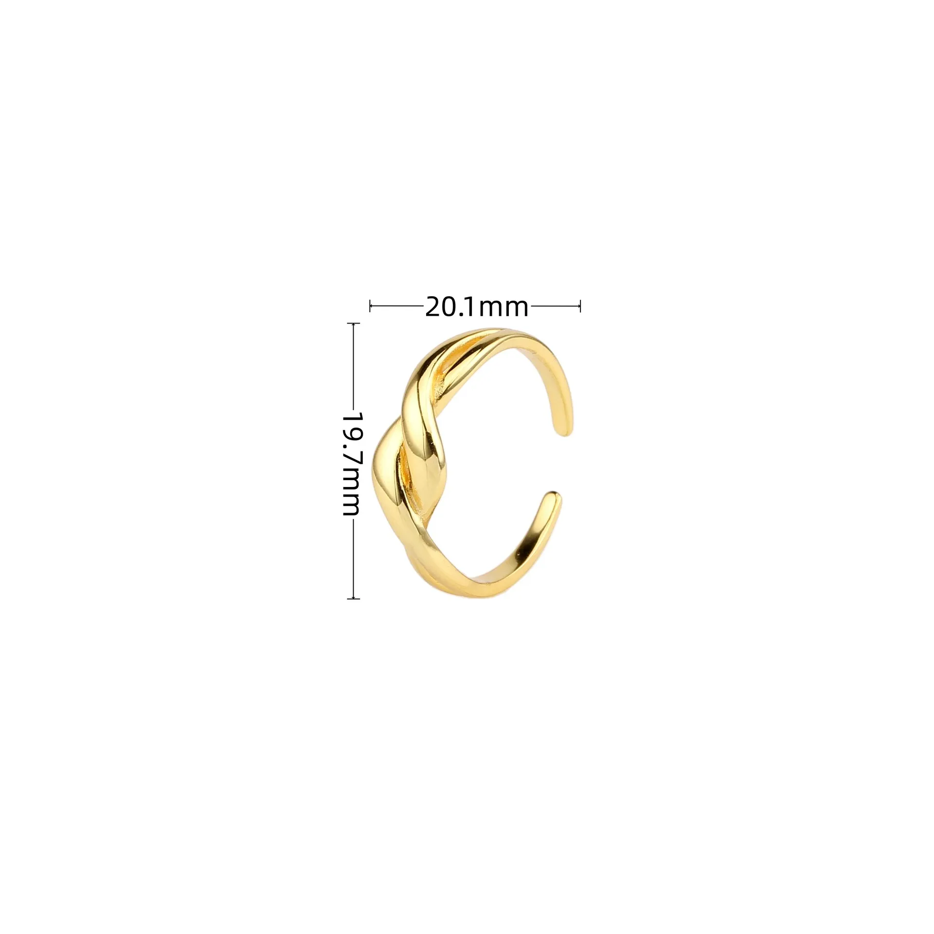 S925 Sterling Silver Light Luxury Senior Sense of Vegetarian Circle Personalised Wave Opening Ring Creative Fashion Ring