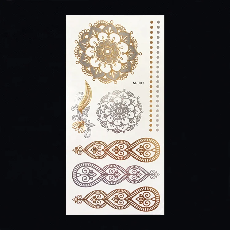 Water Transfer Temporary Body Flash Metallic Gold Tattoo Sticker For Women