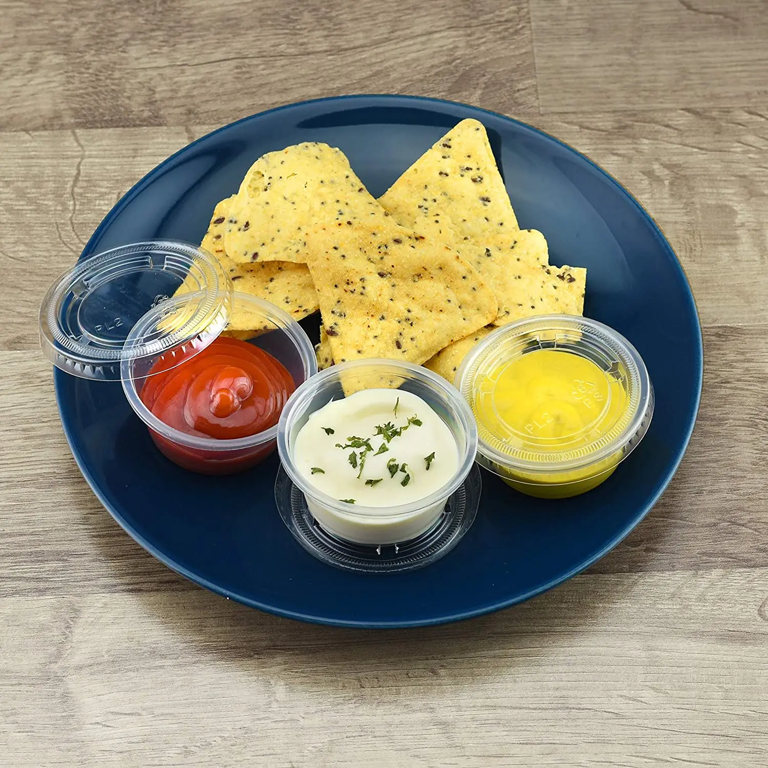 Disposable takeaway plastic small 1oz 4oz souffle portion cups condiments dipping sauce cups with lids