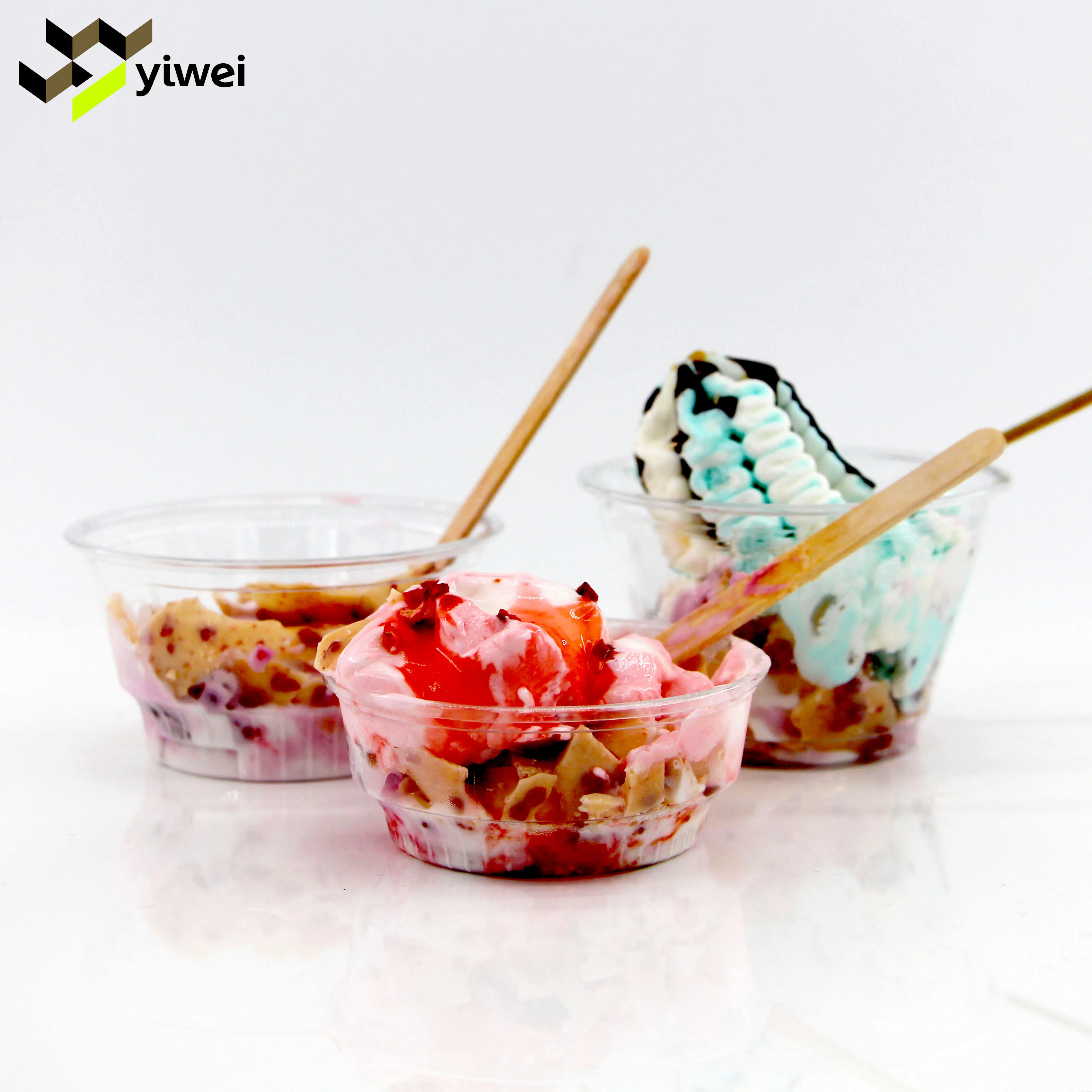 Wholesale Eco Friendly Disposable Plastic Cup Custom Transparent Ice Cream PET Cups Biodegradable for Cold Drinking