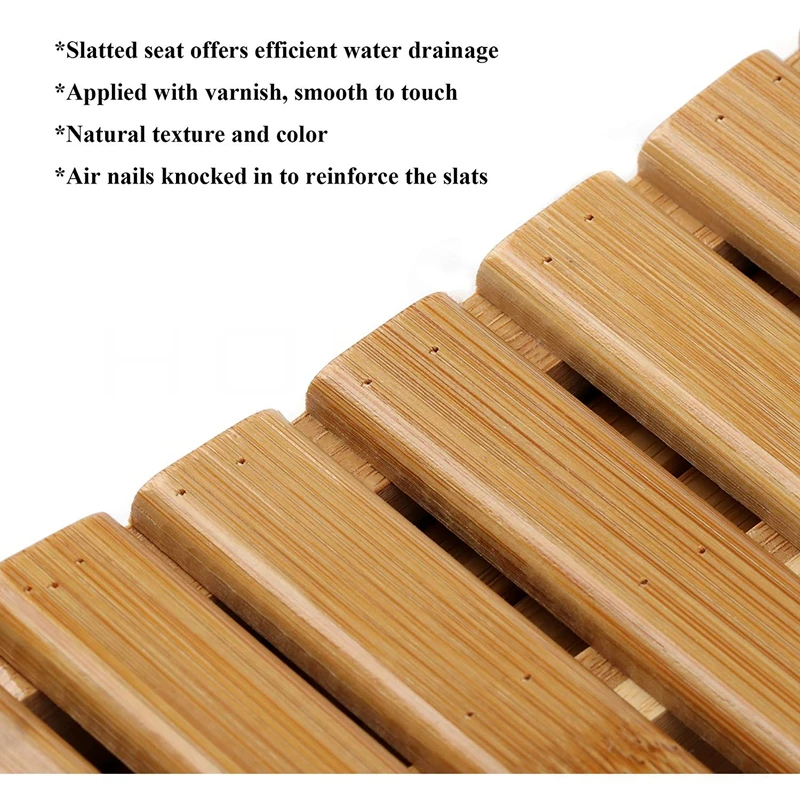 Eco-Friendly Wooden Shower Chair Bamboo Folding Stool for Leg Shaving Spa Foot Rest