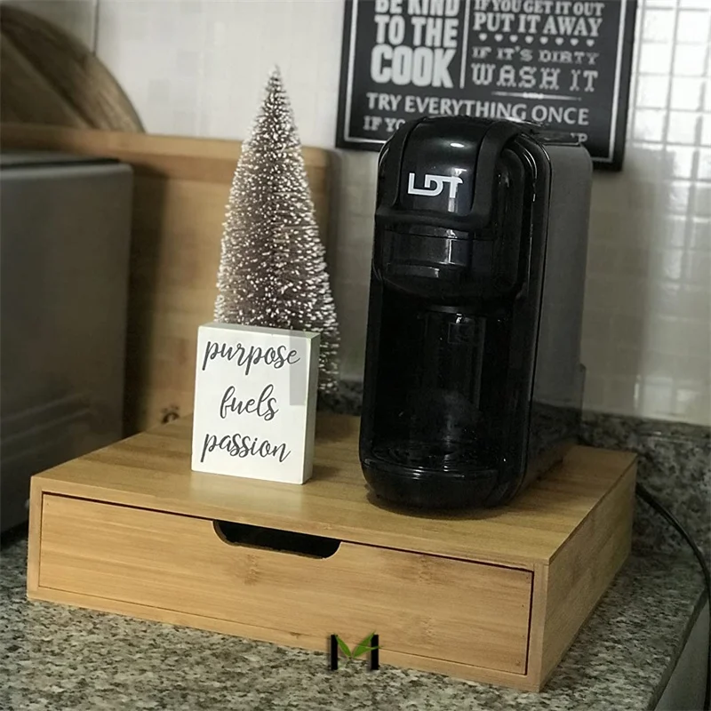 bamboo k cup holder storage drawer espresso coffee pod holder tea bag organizer for Kitchen