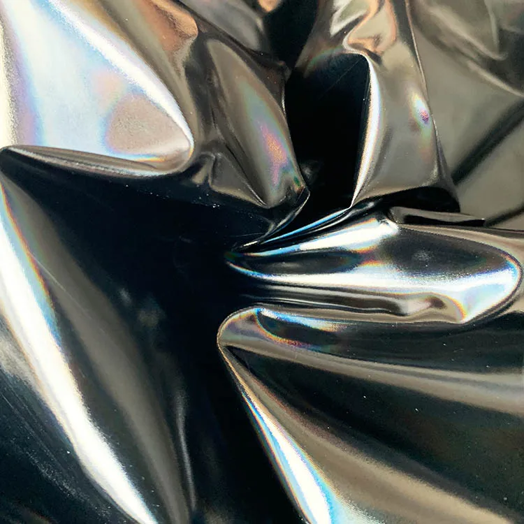 
leather fabric stripe laser pu leather for clothes 