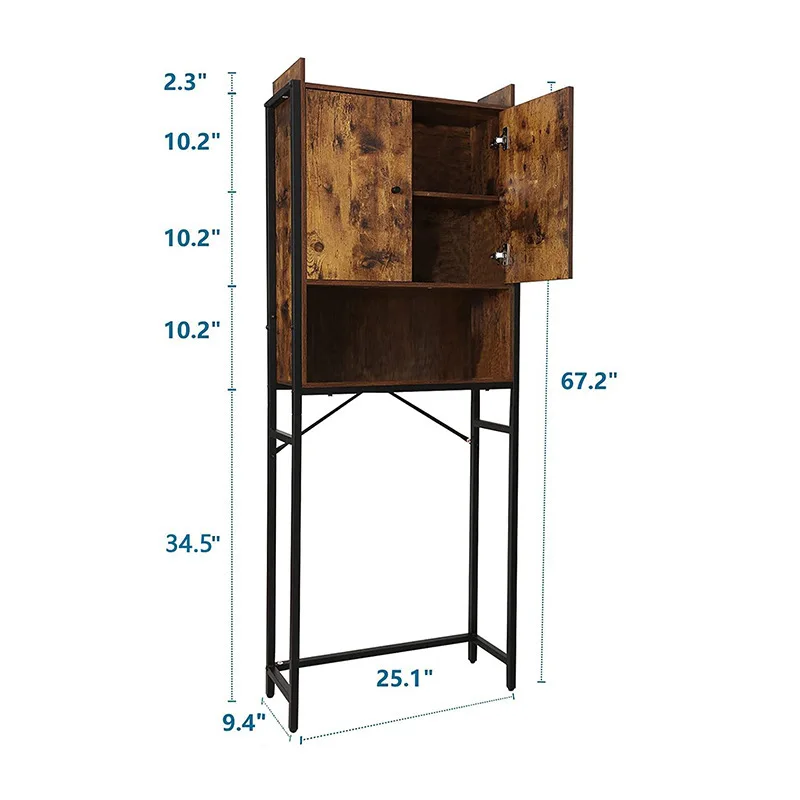 Wholesale Large Capacity 3 Tier Bathroom Organizer Toilet Rack with Sliding Door Shelf Over The Toilet Storage Cabinet