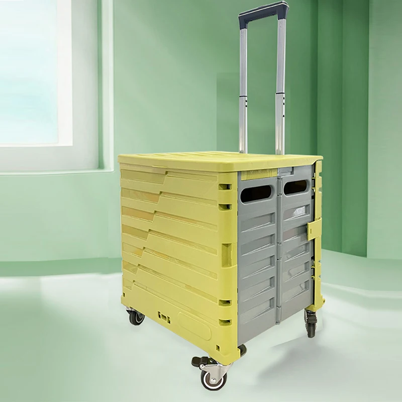 4 Wheel Foldable Luggage Shopping Trolley Cart Outdoor Camping Collapsible Plastic Storage