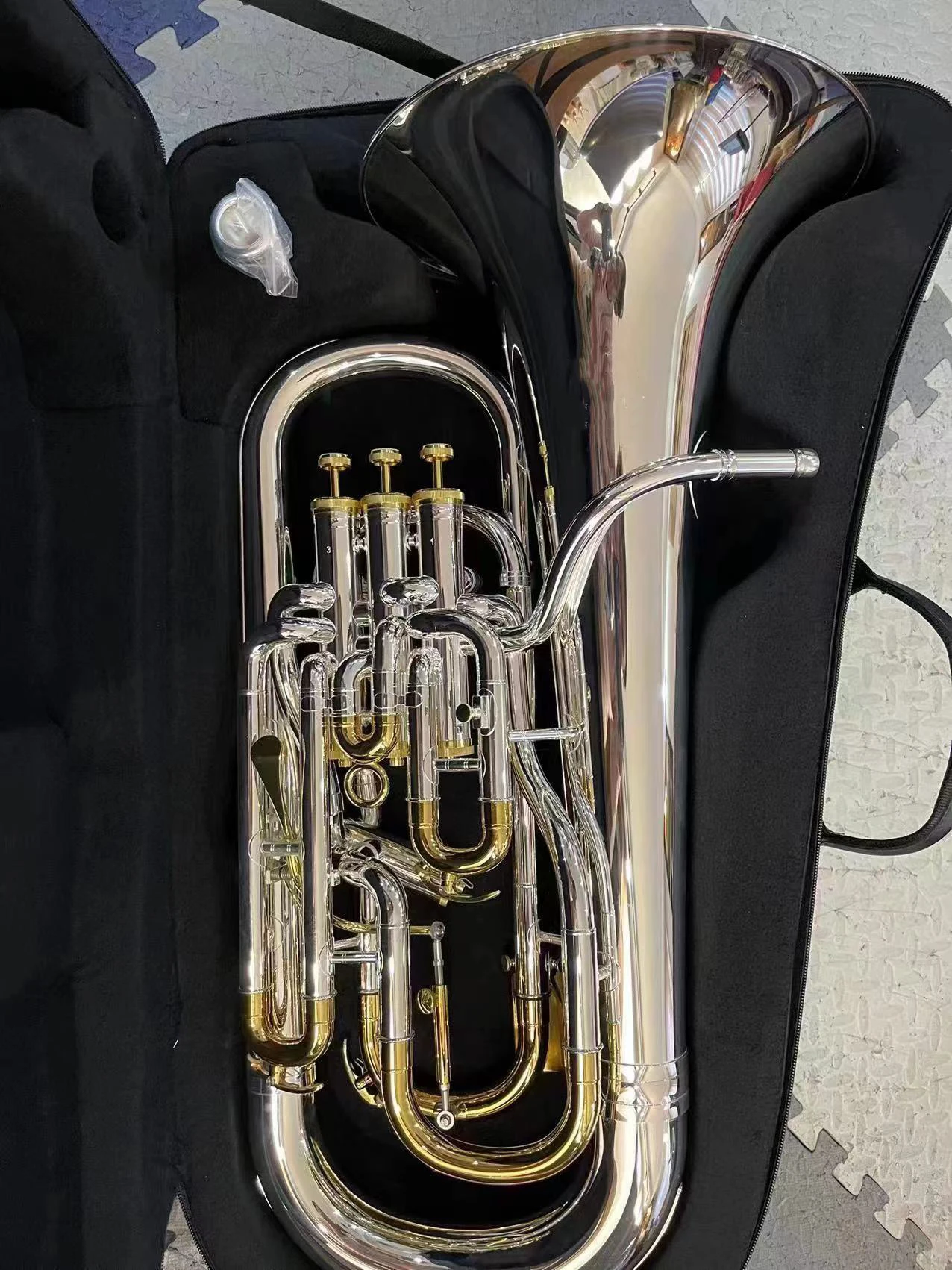 High standard yellow brass Eb tuning 3 piston trigger euphonium from China