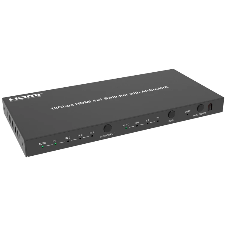 18Gbps HDMI 4x1 Switcher  supports ARC/eARC function