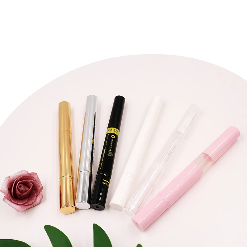 Custom Logo 3ml 5ml gold Twist Pens Empty Nail Oil Pen with Brush Empty Cuticle Oil Pen Cosmetic Container Lip Gloss Tube