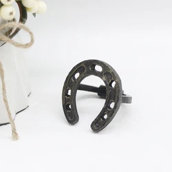 Decorative metal horseshoe napkin ring vintage cast iron table top ornament  antique color factory price