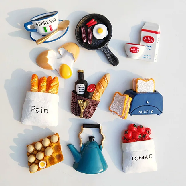 3D Food Model Fridge Magnets Cartoon Bread Bag Refrigerator Magnetic Sticker Gifts Photo Message Holder Kitchen Fridge Sticker