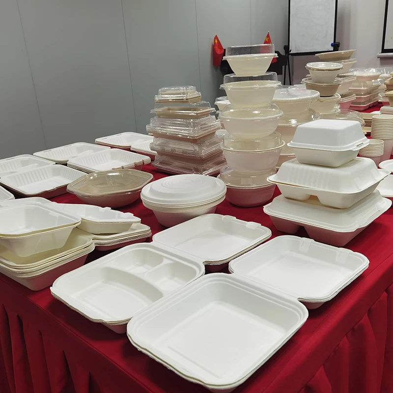 Kingwin Eco-friendly compostable disposable clamshell sugarcane food container bagasse with compartment