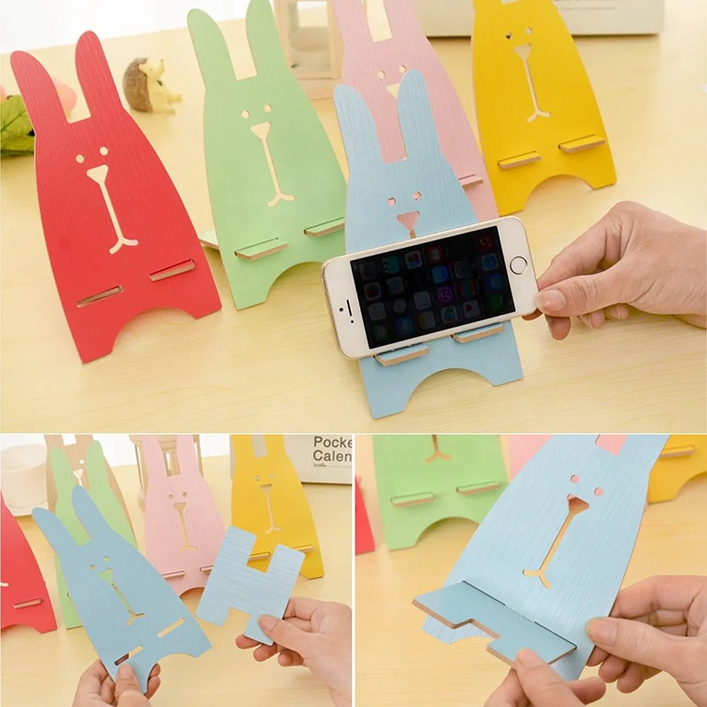 Smart Lovely rabbit plywood pad Mobile phone stents