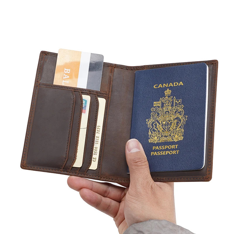 Новый дизайн OEM Мужская Обложка для паспорта кошелек Тонкий RFID Блокировка полностью зернистый кожаный