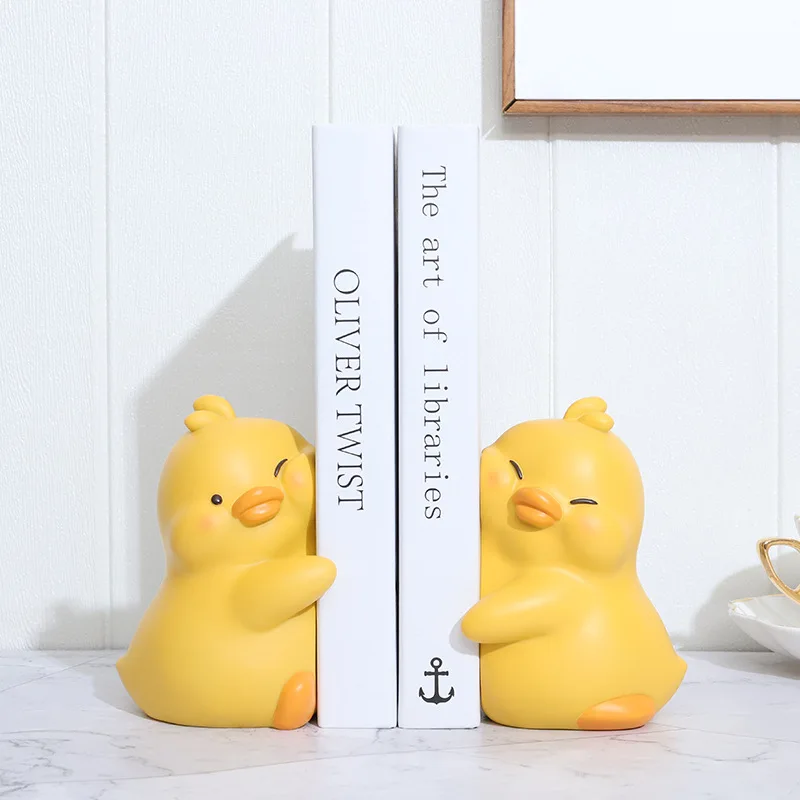 creative duck figurine cute hug ducks decorative bookend resin book ends for shelves